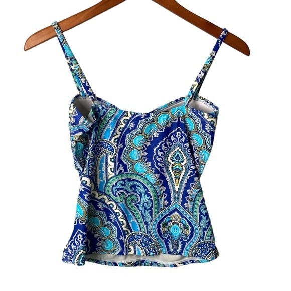 Tommy Bahama Relax Paisley Floral Tankini Swimsuit Adjustable Straps Padded Ruch - Picture 2 of 13
